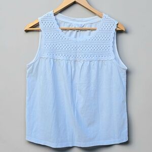Time and Tru Sky Blue Crochet Blouse